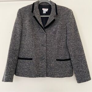 Vtg Talbots Blazer Womens 12 Gray Wool Blend Preppy Classic Careerwear Academia